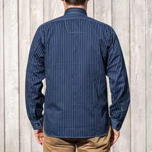 Sugar Cane Fiction Romance 4,5oz Indigo Casino Stripe Work Shirt - SC28651