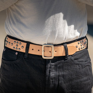 Sugar Cane Studded Belt - Natural