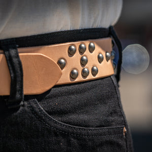 Sugar Cane Studded Belt - Natural