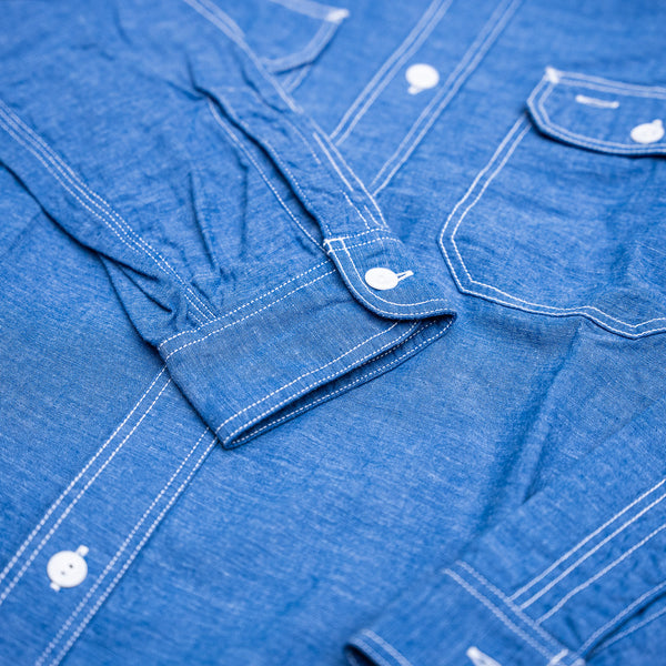 Sugar Cane Vat Dye Chambray Work Shirt – Blue