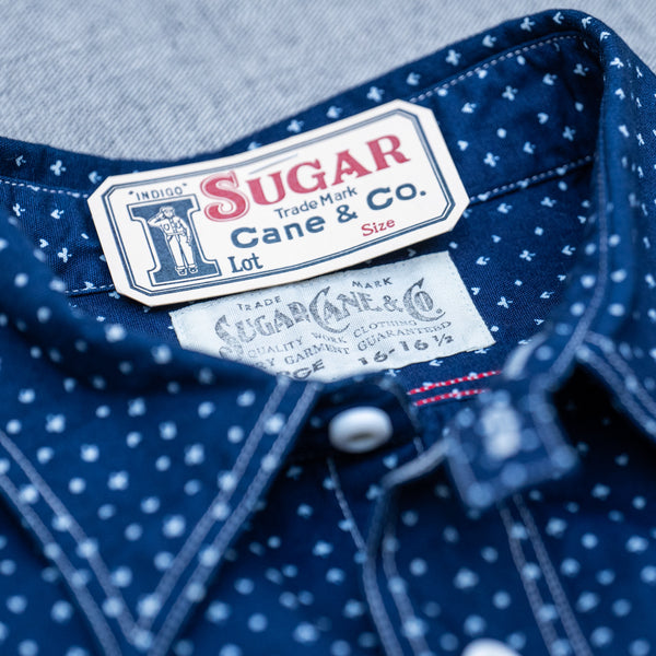 Sugar Cane Fiction Romance 4,5oz Indigo Casino Stripe Work Shirt - SC28651