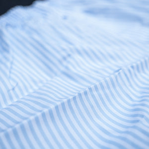 Sunspel Woven Boxer Short – Bar Stripe / Light Blue