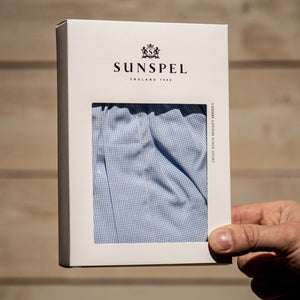 Sunspel Woven Boxer Short – Light Blue Micro Gingham