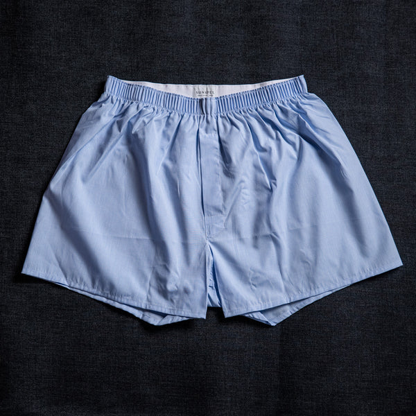 Sunspel Woven Boxer Short – Light Blue Micro Gingham