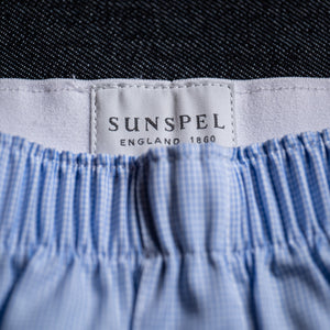 Sunspel Woven Boxer Short – Light Blue Micro Gingham
