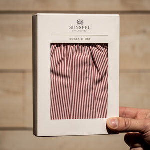 Sunspel Woven Boxer Short – Red Pinstripe