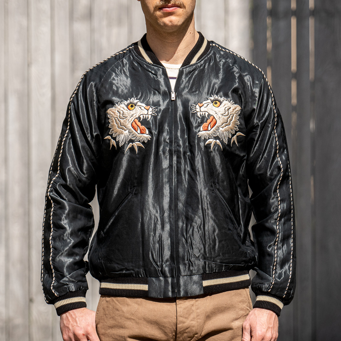 Leather Blouson With Tiger Patches - Ready-to-Wear