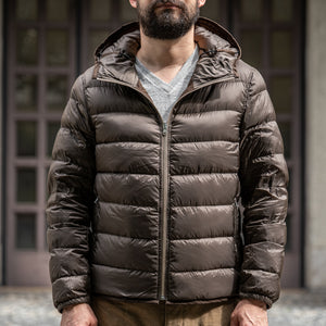 Ten C Hooded Down Liner - Brown/Olive