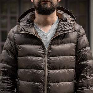 Ten C Hooded Down Liner - Brown/Olive