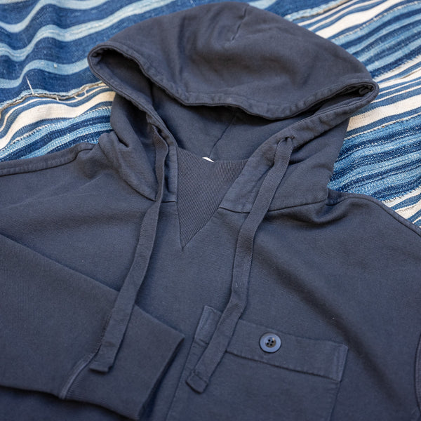 Ten C Diagonal Fleece Hoodie – Garment Dyed / Smokey Black