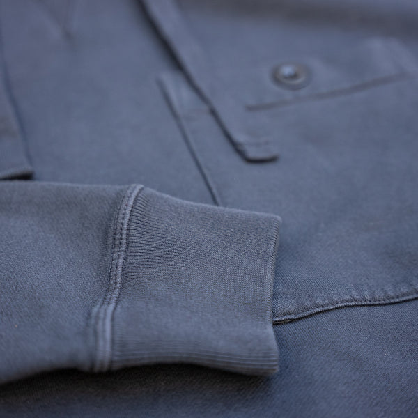 Ten C Diagonal Fleece Hoodie – Garment Dyed / Smokey Black