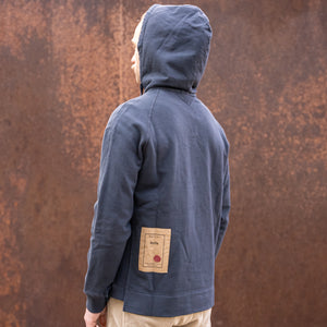 Ten C Diagonal Fleece Hoodie – Garment Dyed / Smokey Black