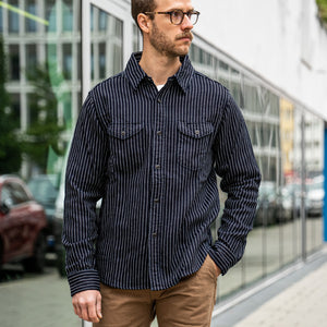 UES 14,5oz Heavy Selvedge Flannel – Indigo Stripe