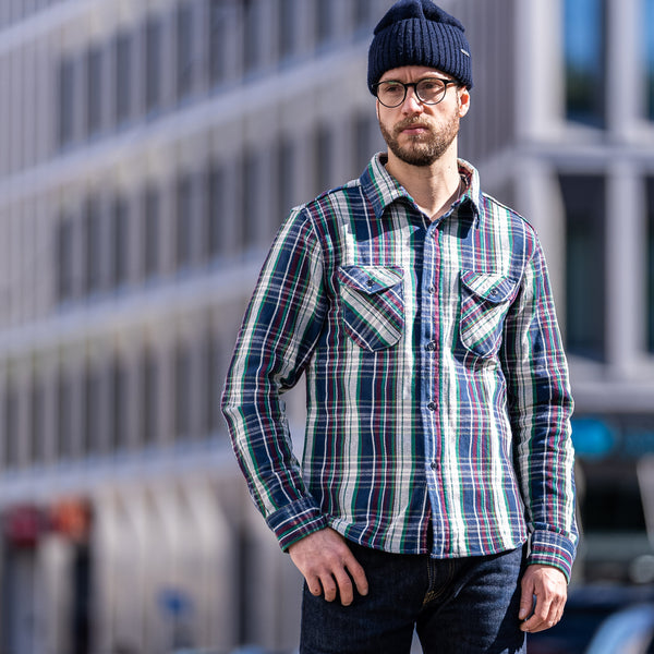 UES 14,5oz Heavy Selvedge Flannel Shirt – Navy