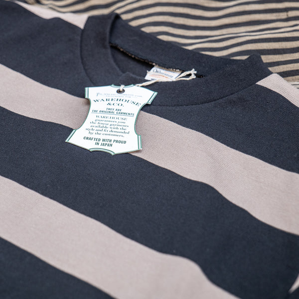 Warehouse Lot 4089 3x2 Inch Border Stripe T-Shirt – Black / Gray
