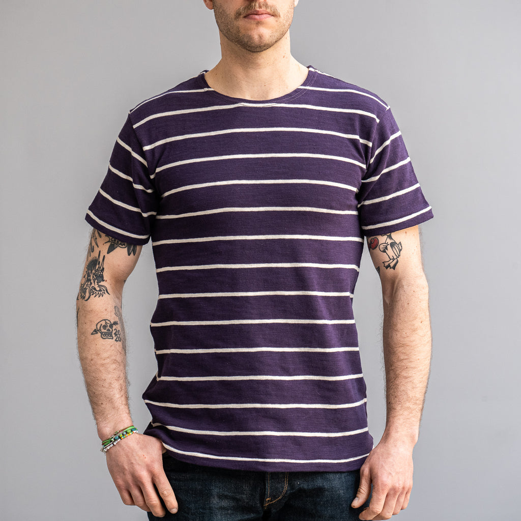 Warehouse Co. Lot 4087 Duck Digger Slub Stripe T-Shirt – Eggplant